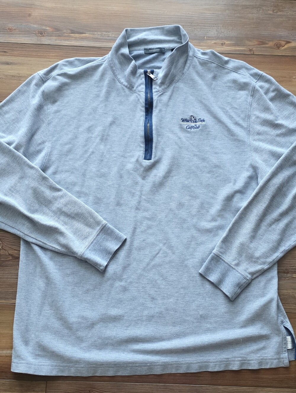 Turtleson 100% Pima Cotton Quarter Zip Gray White Eagle Golf Club Men's XL - EUC